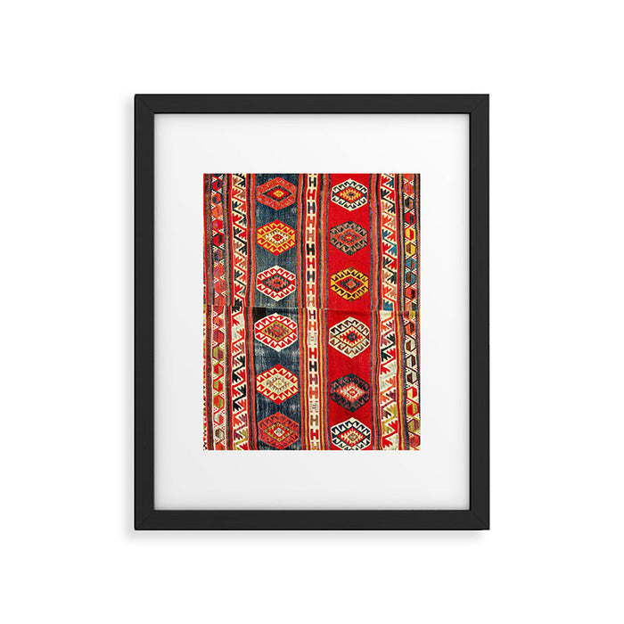 West Anatolian  Antique Turkish Kilim Print Framed Art Print Gallery Image 1