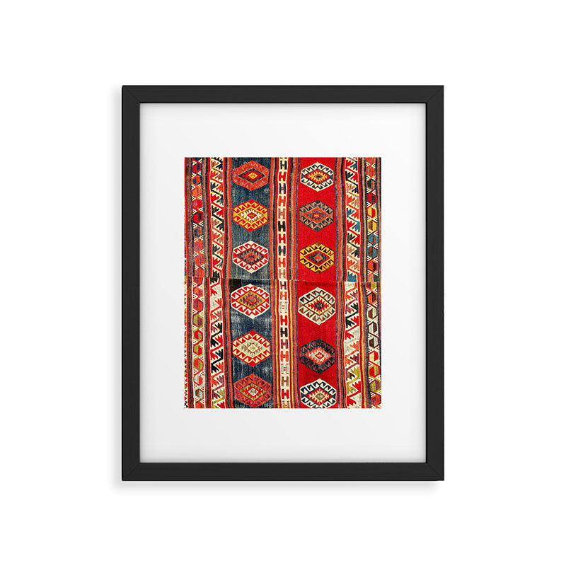 West Anatolian  Antique Turkish Kilim Print Framed Art Print Gallery Image 4