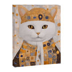 White Klimt Cat Dressed as King Cat Canvas Print Gallery Image 8