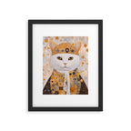 White Klimt Cat Dressed as King Cat Framed Art Print Gallery Image 6