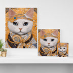 White Klimt Cat in Beautiful Dress Canvas Print Gallery Image 3