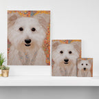 White Klimt Dog with Brown Eyes Canvas Print Gallery Image 3