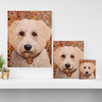 White Klimt Dog with Curly Hair Canvas Print Gallery Image 3