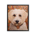 White Klimt Dog with Curly Hair Framed Canvas Print Gallery Image 3