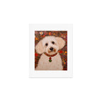 White Klimt Dog with Curly Hair Art Print Gallery Image 1