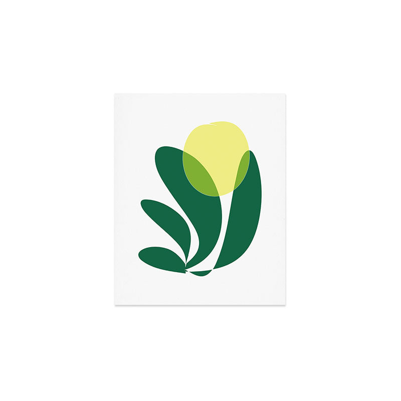 Yellow Sun Green Leaves Minimalism Art Print Gallery Image 1