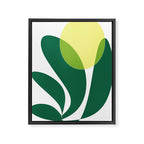 Yellow Sun Green Leaves Minimalism Framed Canvas Print Gallery Image 3