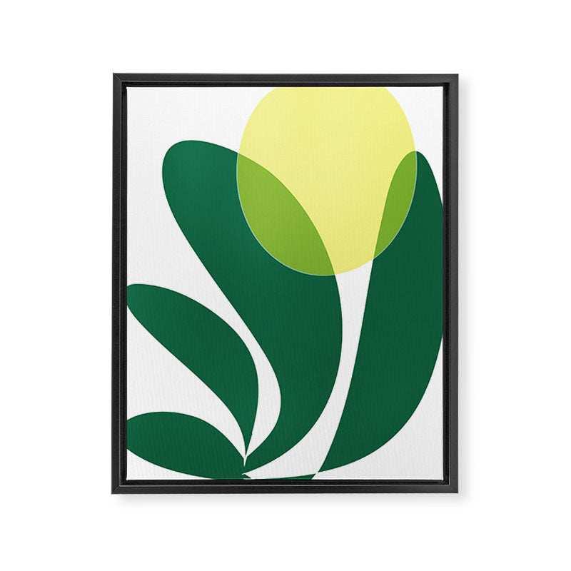 Yellow Sun Green Leaves Minimalism Framed Canvas Print Gallery Image 3