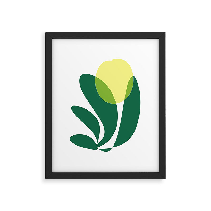 Yellow Sun Green Leaves Minimalism Framed Art Print Gallery Image 6