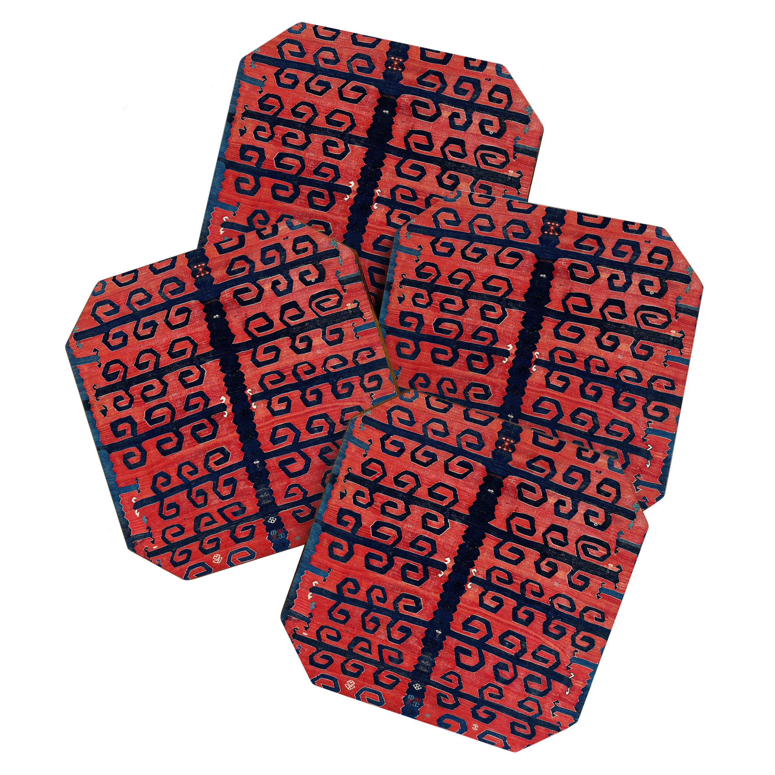 Yüncü  Antique Balikesir Turkish Kilim Print Coaster Gallery Image 1