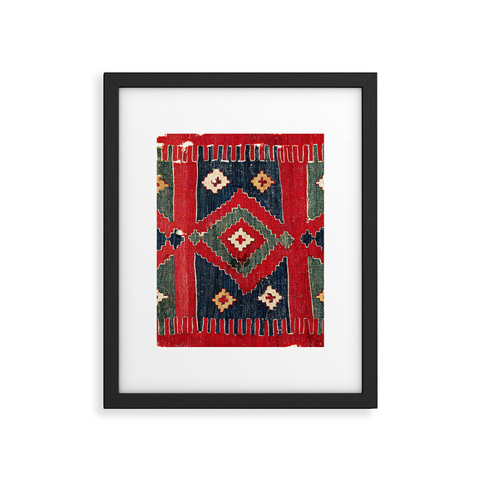 Yüncü  Antique Balikesir Turkish Kilim Print Framed Art Print Gallery Image 1