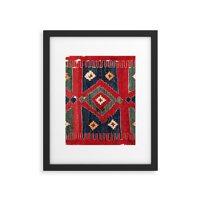 Yüncü  Antique Balikesir Turkish Kilim Print Framed Art Print Gallery Image 4