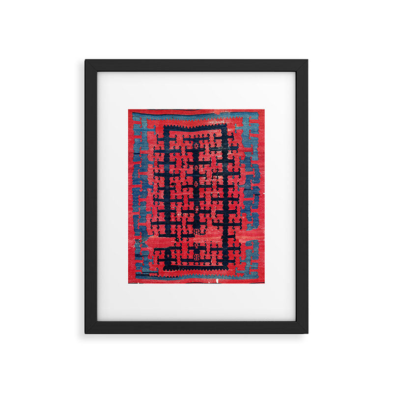 Yüncü  Antique Turkish Balikesir Kilim Rug Print Framed Art Print Gallery Image 4