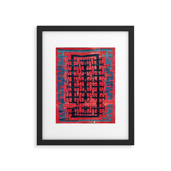 Yüncü  Antique Turkish Balikesir Kilim Rug Print Framed Art Print Gallery Image 1