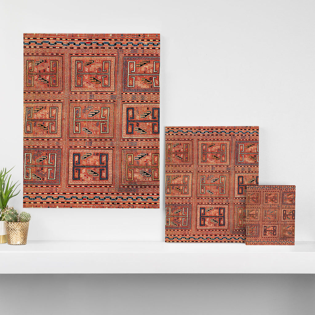 Zili South Caucasus Azerbaijan Antique Flatweave Rug Print Canvas Print Gallery Image 3