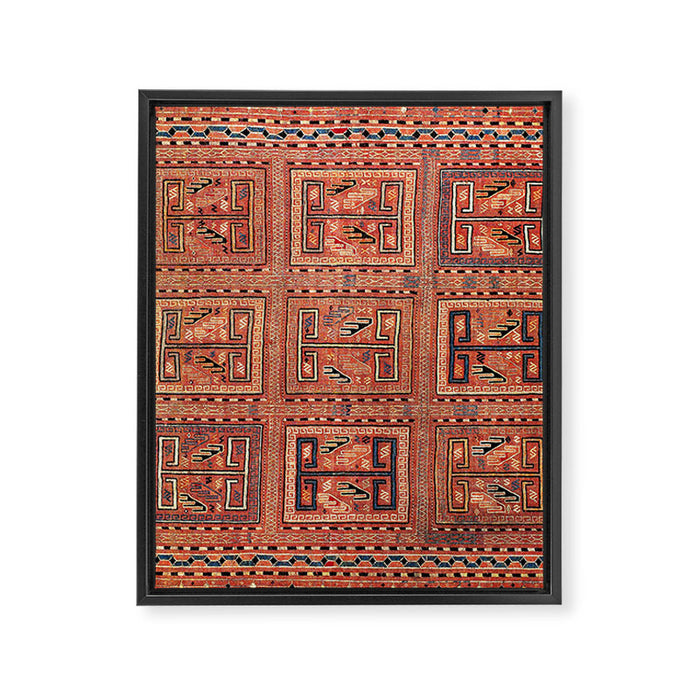 Zili South Caucasus Azerbaijan Antique Flatweave Rug Print Framed Canvas Print Gallery Image 1