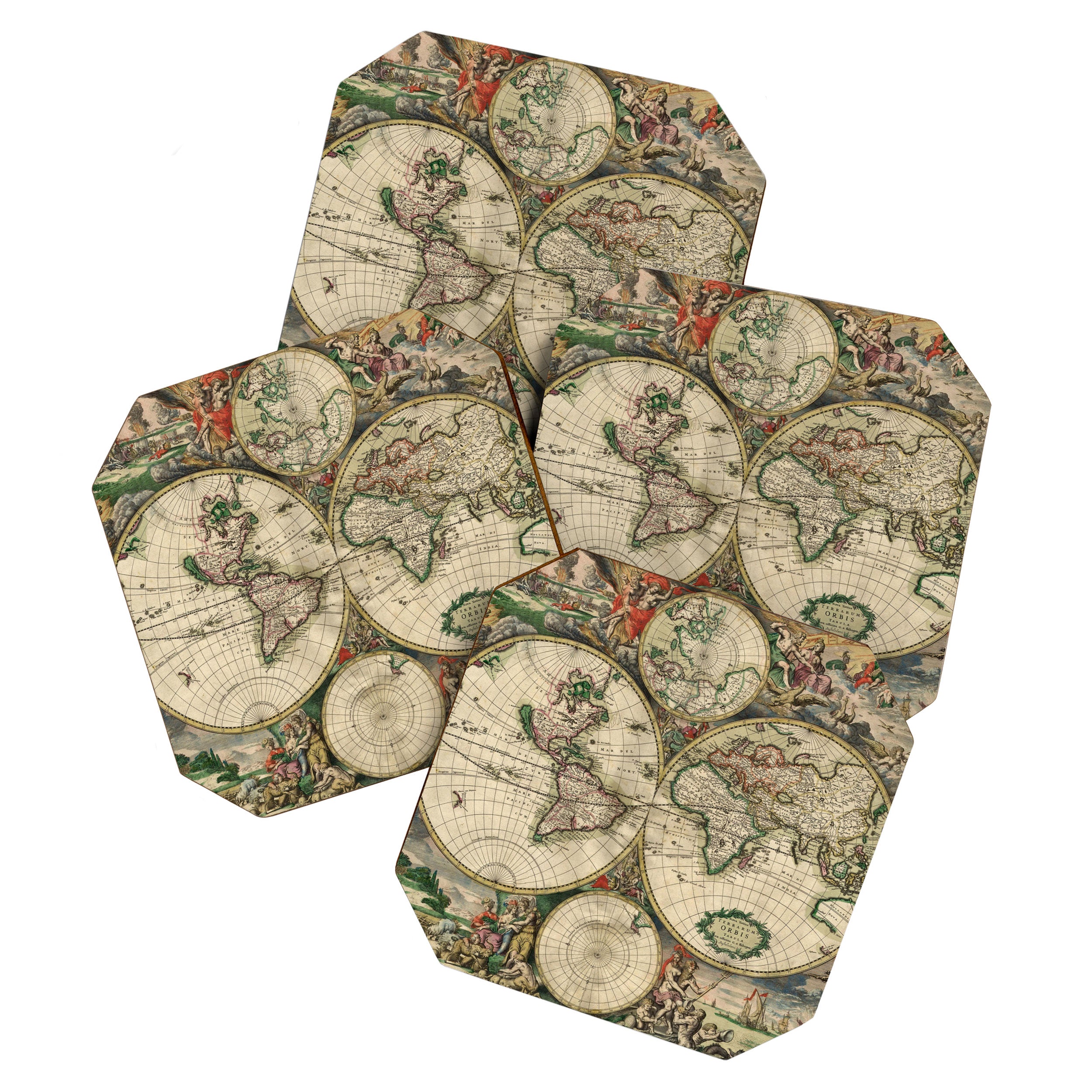Vintage Map of the world Coaster Gallery Image 1