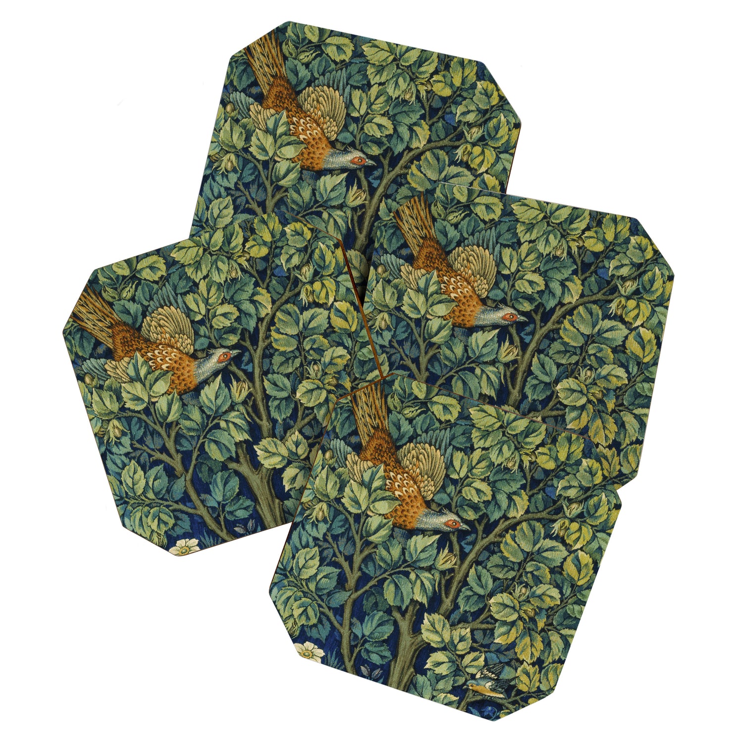 Vintage William Morris pattern pheasant and squirrel Coaster Gallery Image 1