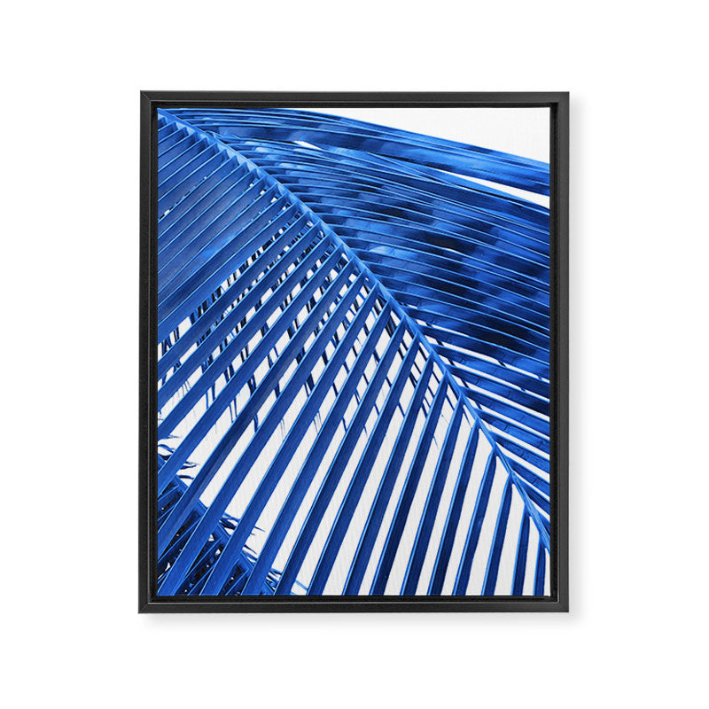 Blue Palm Leaf Framed Canvas Print Gallery Image 8