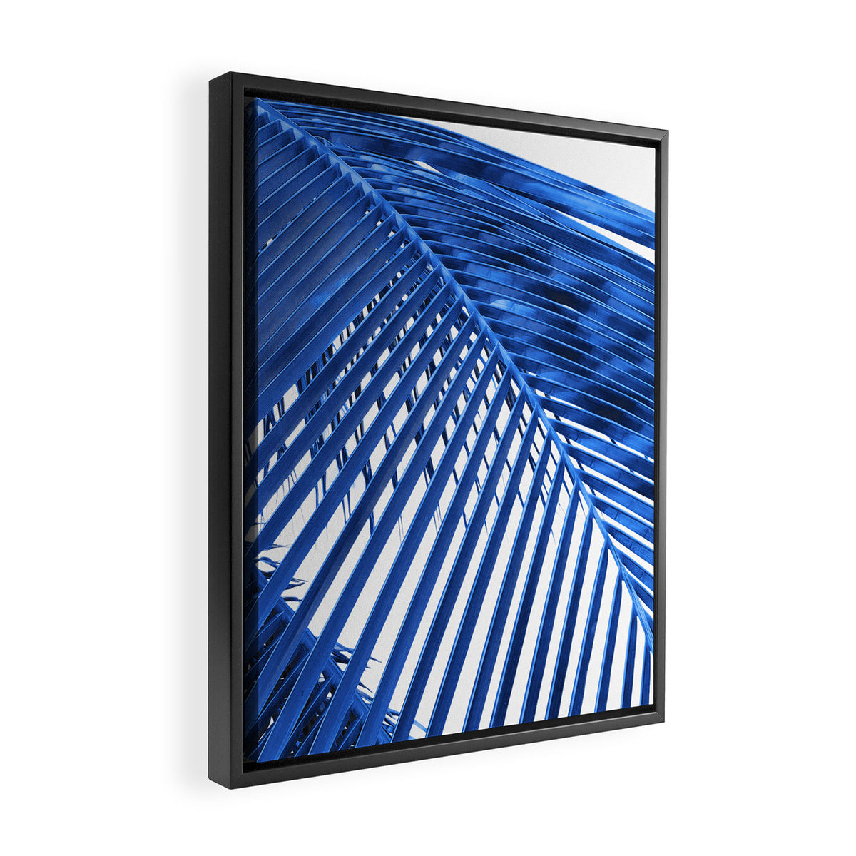 Blue Palm Leaf Framed Canvas Print Gallery Image 2