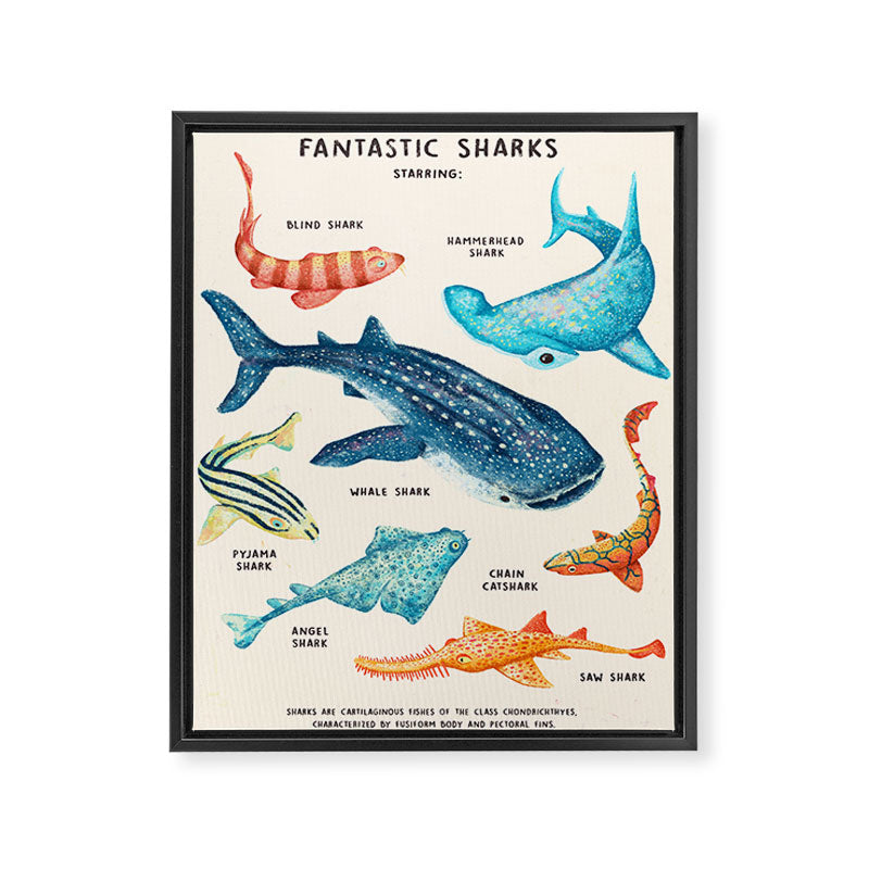 FANTASTIC SHARKS Framed Canvas Print Gallery Image 6