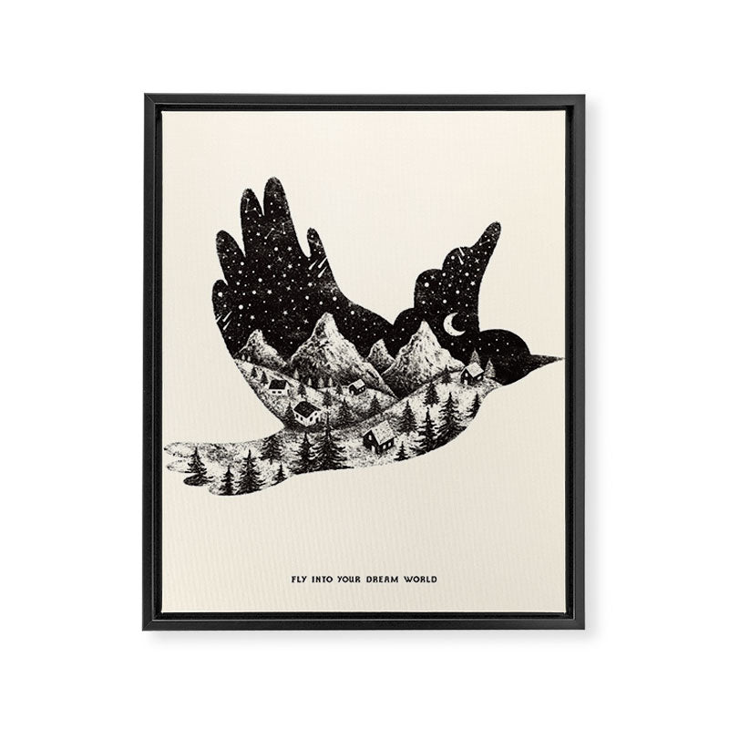 FLY INTO YOUR DREAM WORLD Framed Canvas Print Gallery Image 6