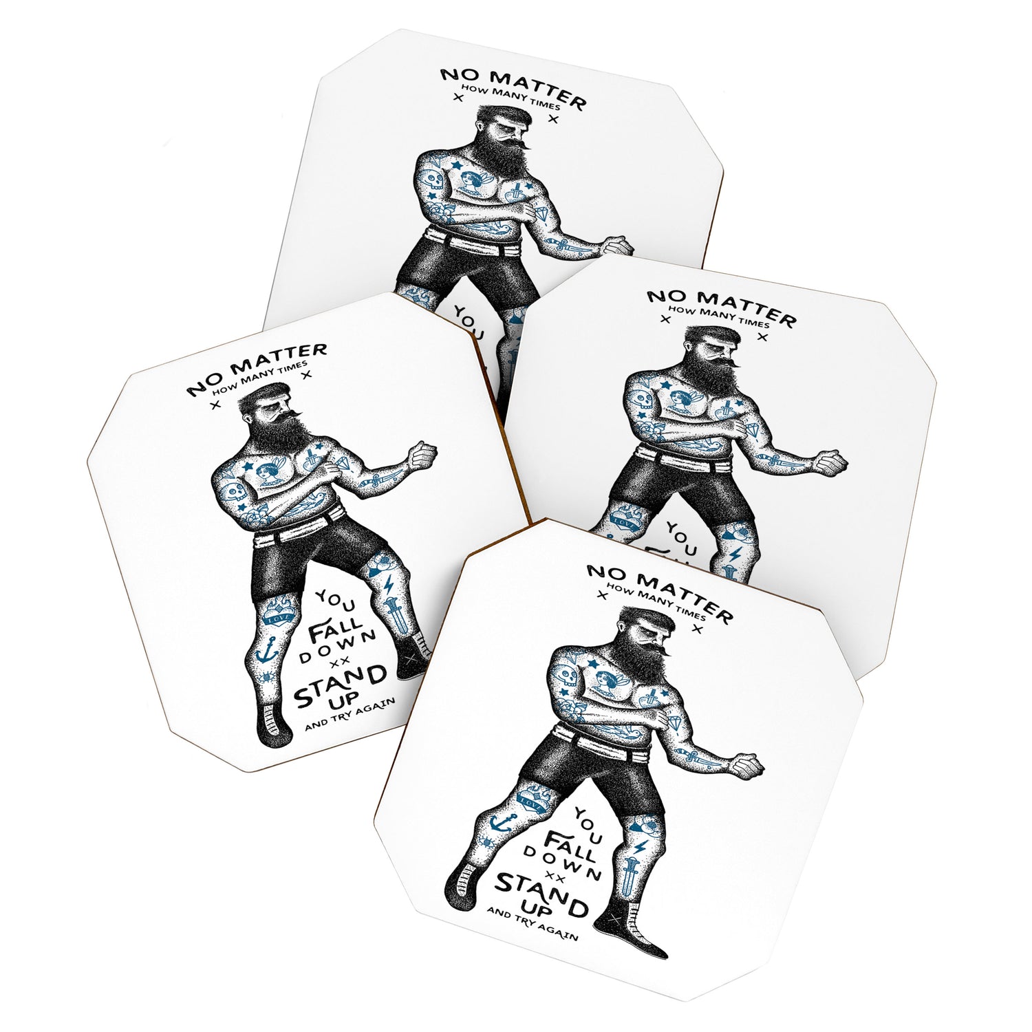 STAND UP AND TRY AGAIN (White) Coaster Gallery Image 1