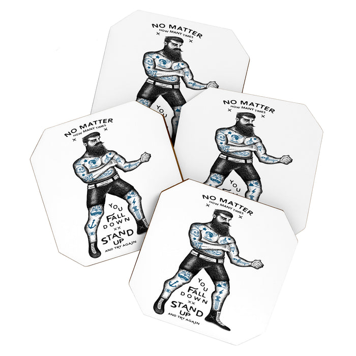 STAND UP AND TRY AGAIN (White) Coaster Gallery Image 1