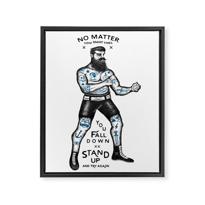 STAND UP AND TRY AGAIN (White) Framed Canvas Print Gallery Image 1