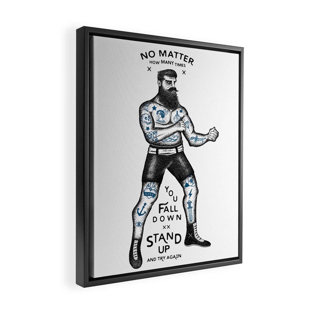 STAND UP AND TRY AGAIN (White) Framed Canvas Print Gallery Image 2