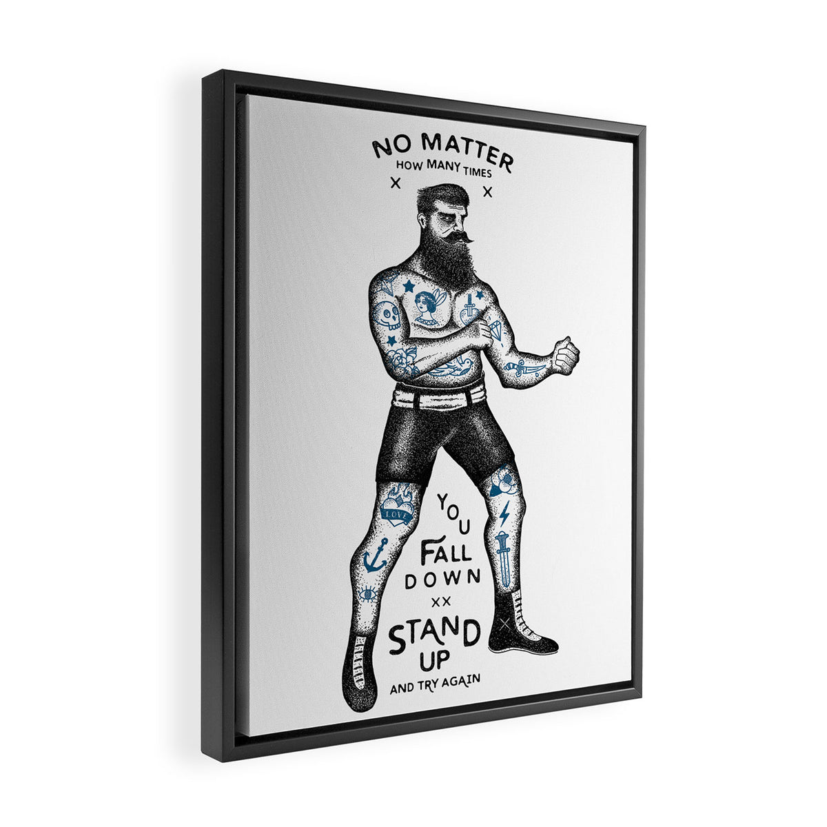 STAND UP AND TRY AGAIN (White) Framed Canvas Print Gallery Image 2