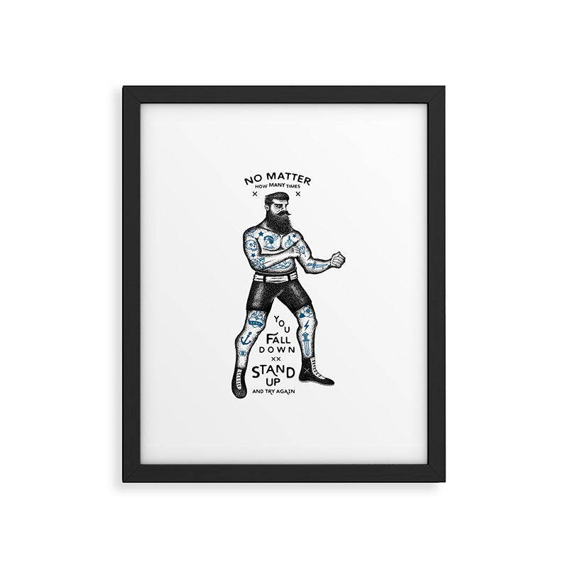STAND UP AND TRY AGAIN (White) Framed Art Print Gallery Image 5