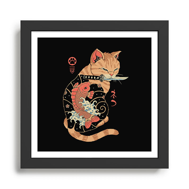 Carp Tattooed Cat Framed Art Print Gallery Image 1