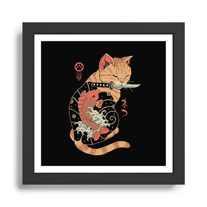Carp Tattooed Cat Framed Art Print Gallery Image 1