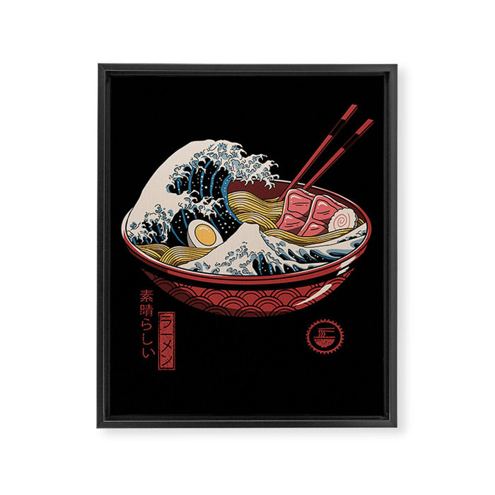 Great Ramen Wave Framed Canvas Print Gallery Image 1