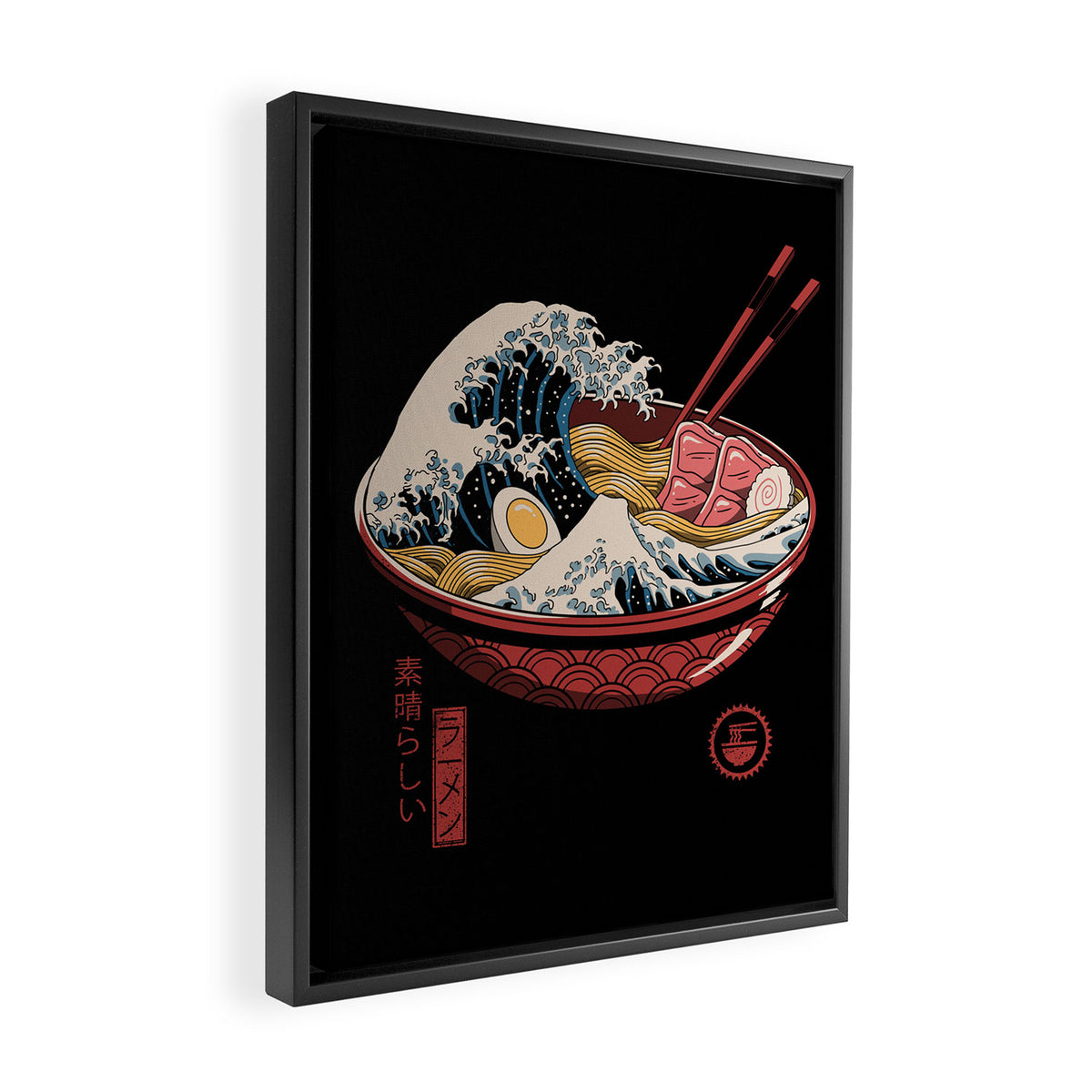 Great Ramen Wave Framed Canvas Print Gallery Image 2