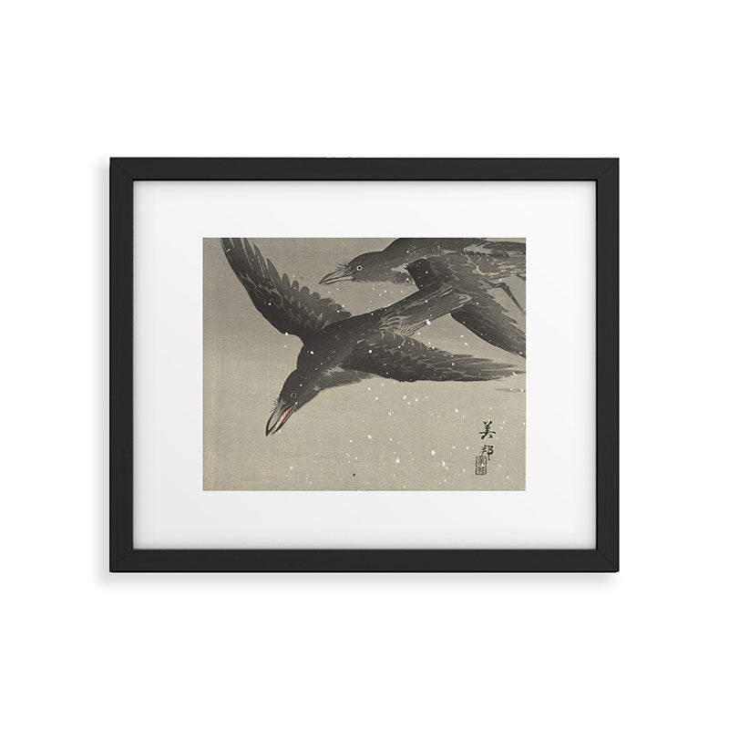 Crows in the snow Framed Art Print Gallery Image 6