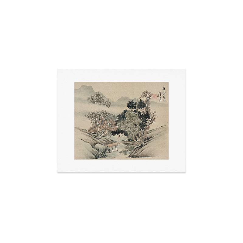 Vintage Japanese Landscape Painting Art Print Gallery Image 1
