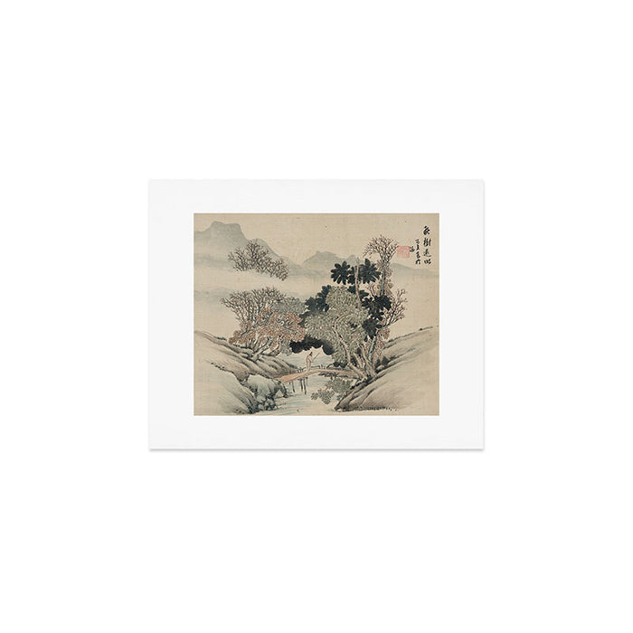 Vintage Japanese Landscape Painting Art Print Gallery Image 1