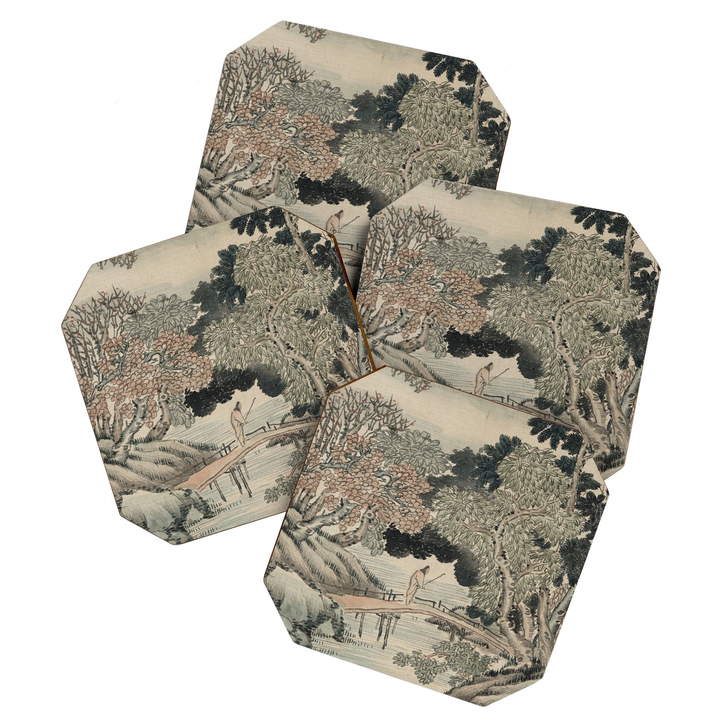 Vintage Japanese Landscape Painting Coaster Gallery Image 1