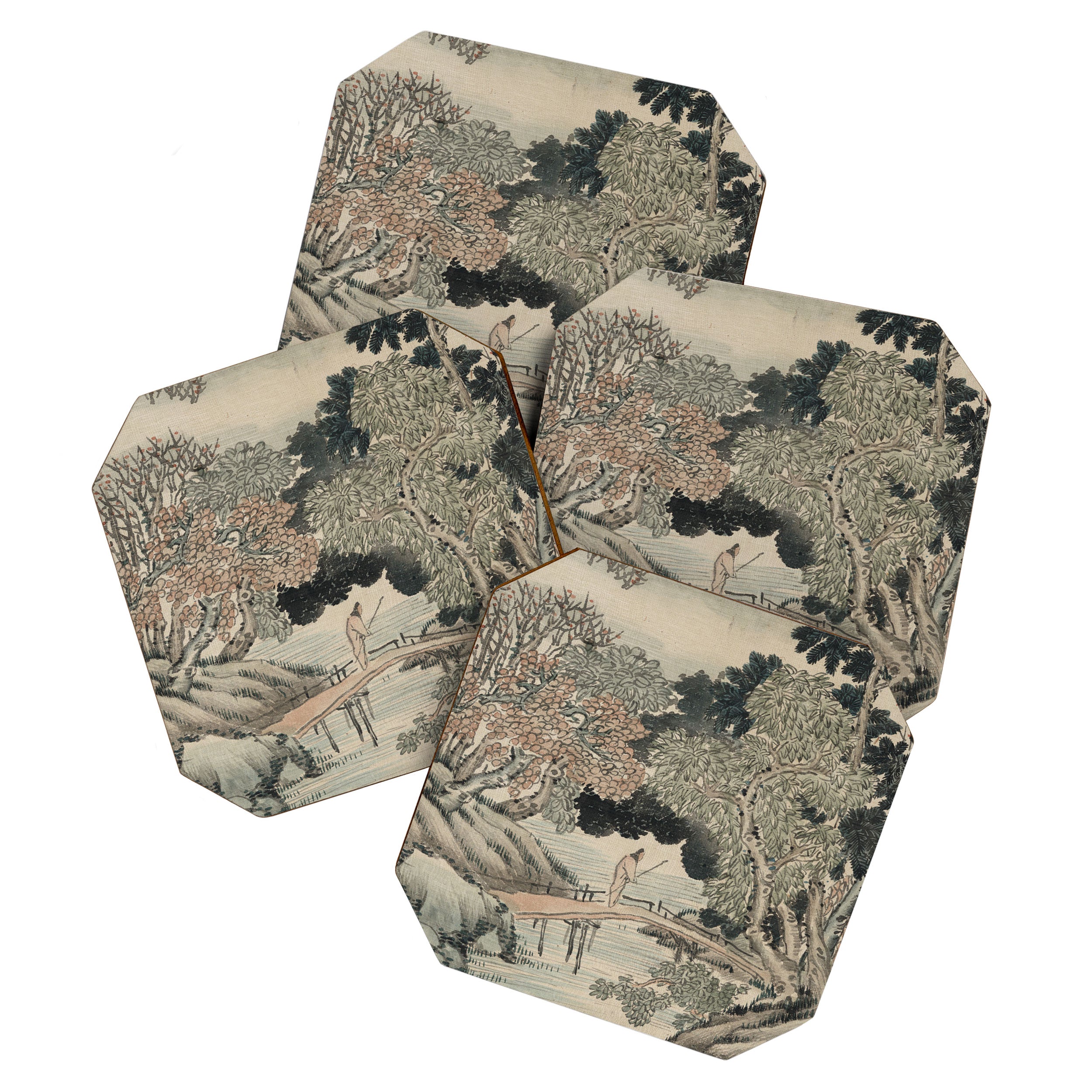 Vintage Japanese Landscape Painting Coaster Gallery Image 1