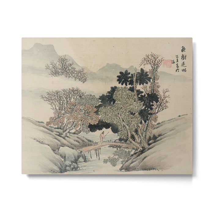 Vintage Japanese Landscape Painting Metal Print Gallery Image 1