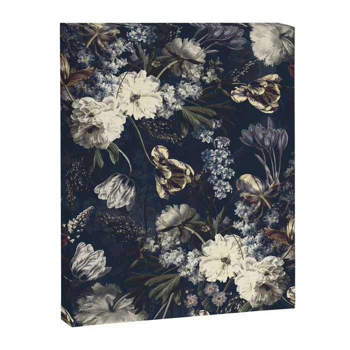 Antique Blue Moonlight Midnight Baroque Flower Garden Canvas Print Gallery Image 1