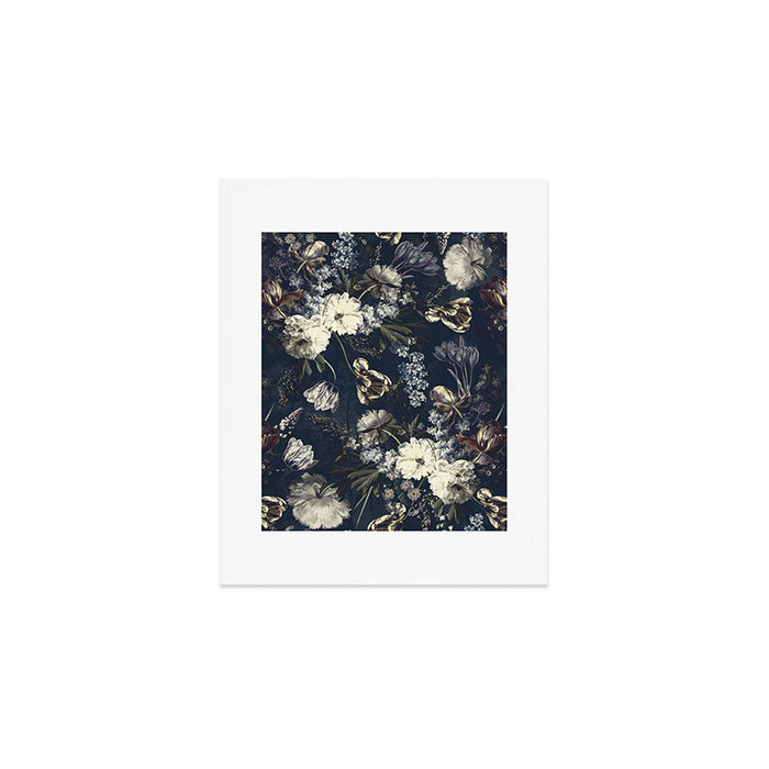 Antique Blue Moonlight Midnight Baroque Flower Garden Art Print Gallery Image 1