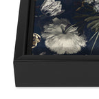 Antique Blue Moonlight Midnight Baroque Flower Garden Framed Canvas Print Gallery Image 3