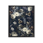 Antique Blue Moonlight Midnight Baroque Flower Garden Framed Canvas Print Gallery Image 8