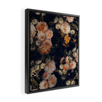 Antique Botanical Peach Roses And Chamomile Midnight Garden Framed Canvas Print Gallery Image 2