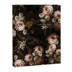 Antique Botanical Roses And Chamomile Midnight Sepia Garden Canvas Print Gallery Image 8