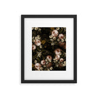 Antique Botanical Roses And Chamomile Midnight Sepia Garden Framed Art Print Gallery Image 6