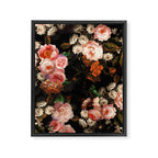 Antique Botanical Shiny Peach Roses And Chamomile Midnight Garden 2 Framed Canvas Print Gallery Image 8